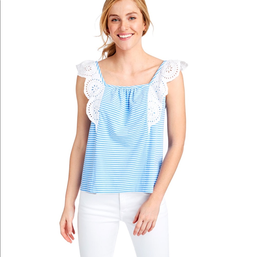 Vineyard Vines Stripe Flutter Sleeve Top